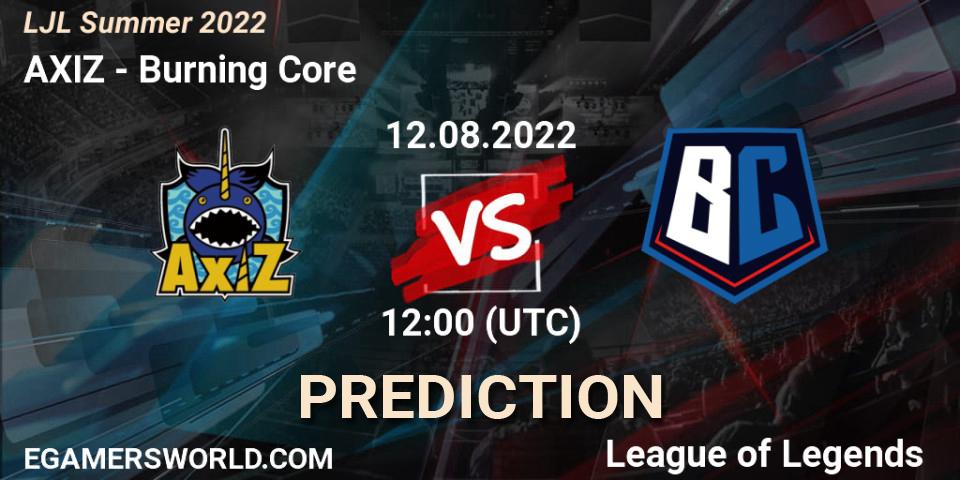 AXIZ vs Burning Core: Match Prediction. 12.08.22, LoL, LJL Summer 2022