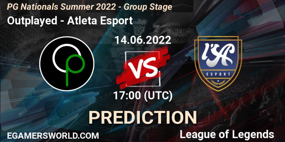 Outplayed vs Atleta Esport: Match Prediction. 14.06.2022 at 19:50, LoL, PG Nationals Summer 2022 - Group Stage