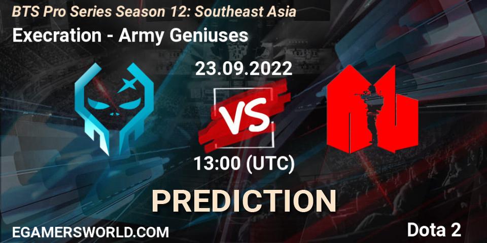 Execration vs Army Geniuses: Match Prediction. 23.09.2022 at 12:57, Dota 2, BTS Pro Series Season 12: Southeast Asia