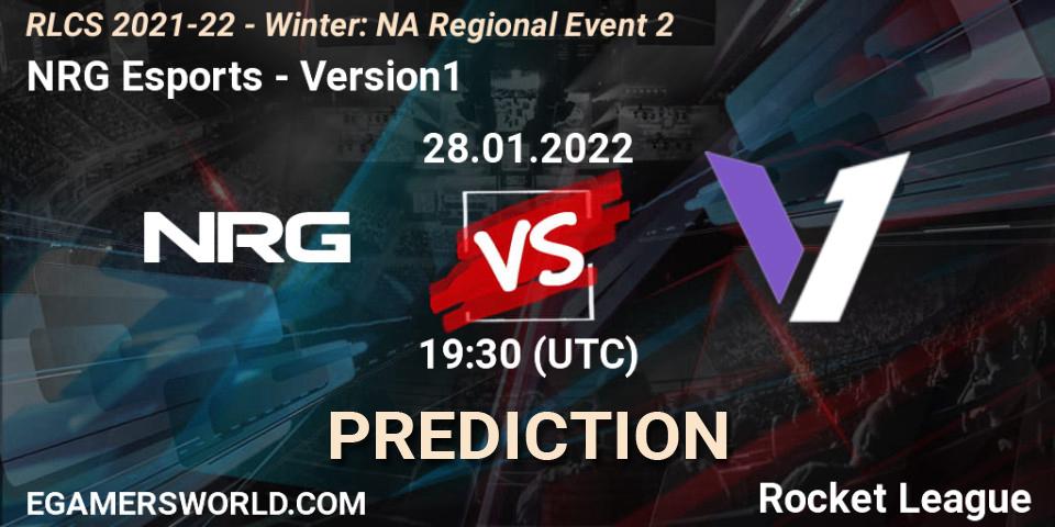 NRG Esports vs Version1: Match Prediction. 28.01.2022 at 19:30, Rocket League, RLCS 2021-22 - Winter: NA Regional Event 2