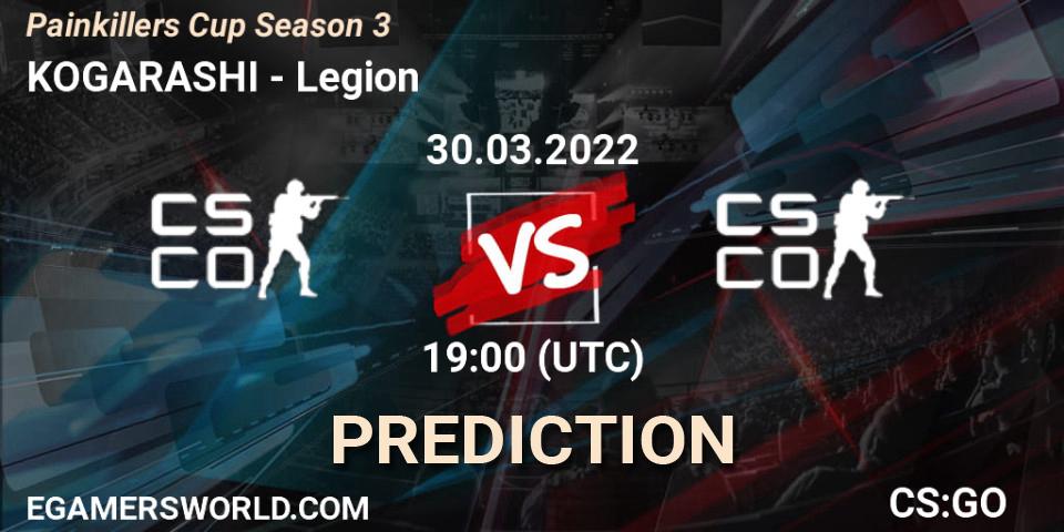 KOGARASHI vs Legion: Match Prediction. 30.03.2022 at 19:00, Counter-Strike (CS2), Painkillers Cup Season 3
