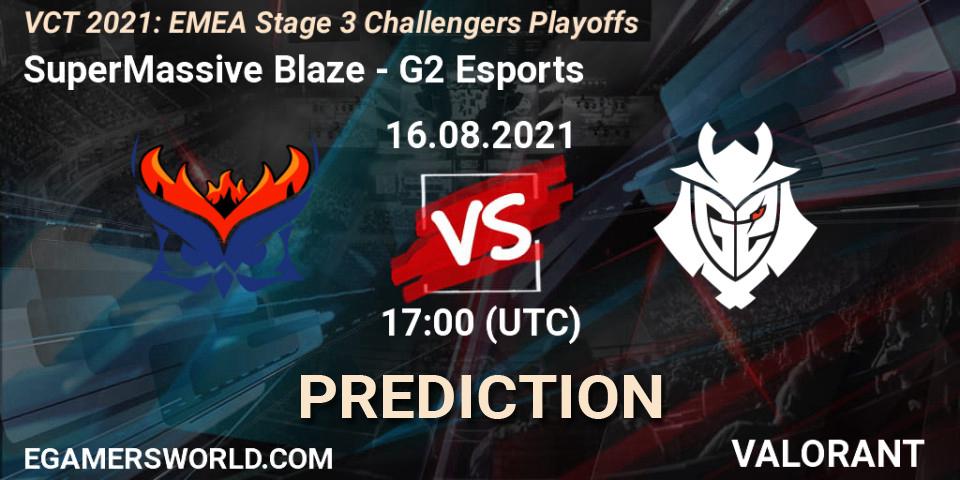 SuperMassive Blaze vs G2 Esports: Match Prediction. 16.08.2021 at 18:15, VALORANT, VCT 2021: EMEA Stage 3 Challengers Playoffs