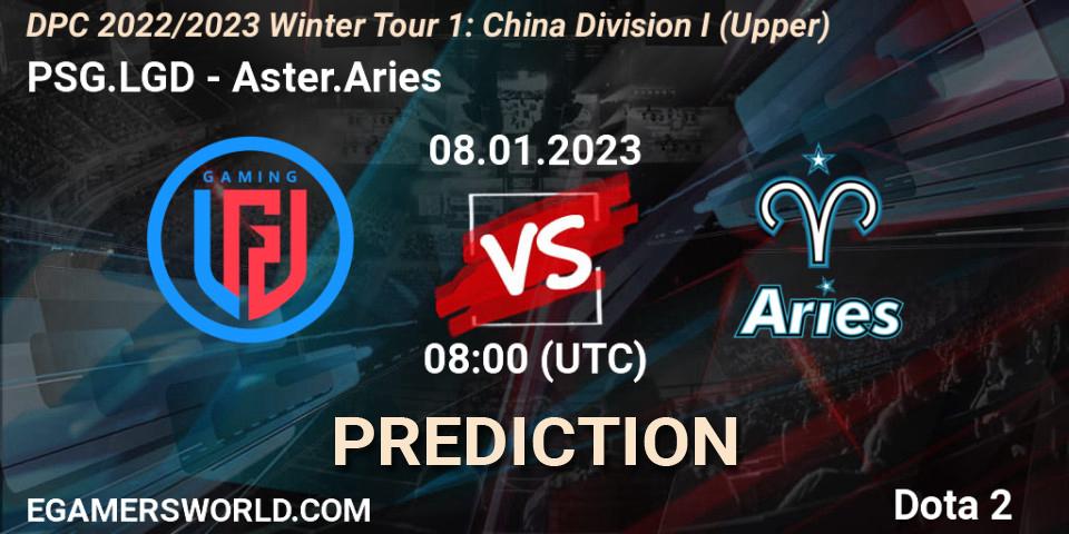 PSG.LGD vs Aster.Aries: Match Prediction. 08.01.2023 at 07:59, Dota 2, DPC 2022/2023 Winter Tour 1: CN Division I (Upper)