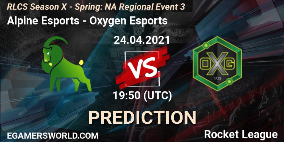 Alpine Esports vs Oxygen Esports: Match Prediction. 24.04.2021 at 19:35, Rocket League, RLCS Season X - Spring: NA Regional Event 3