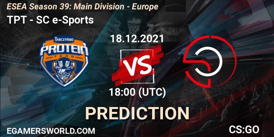 TPT vs SC e-Sports: Match Prediction. 18.12.2021 at 18:00, Counter-Strike (CS2), ESEA Season 39: Main Division - Europe