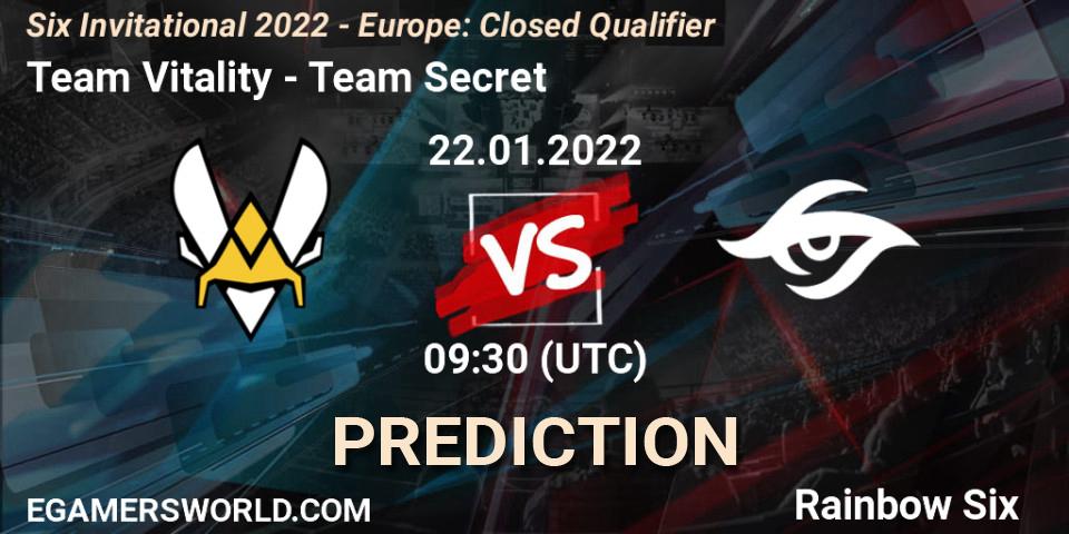 Team Vitality vs Team Secret: Match Prediction. 22.01.22, Rainbow Six, Six Invitational 2022 - Europe: Closed Qualifier