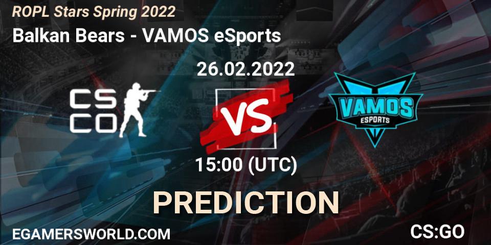 Balkan Bears vs VAMOS eSports: Match Prediction. 26.02.2022 at 15:00, Counter-Strike (CS2), ROPL Stars Spring 2022