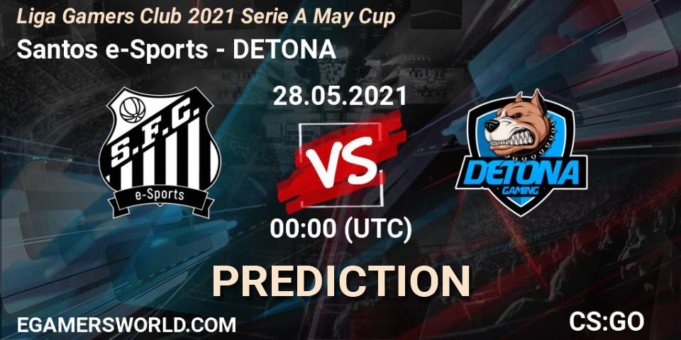 Santos e-Sports vs DETONA: Match Prediction. 28.05.2021 at 00:00, Counter-Strike (CS2), Liga Gamers Club 2021 Serie A May Cup