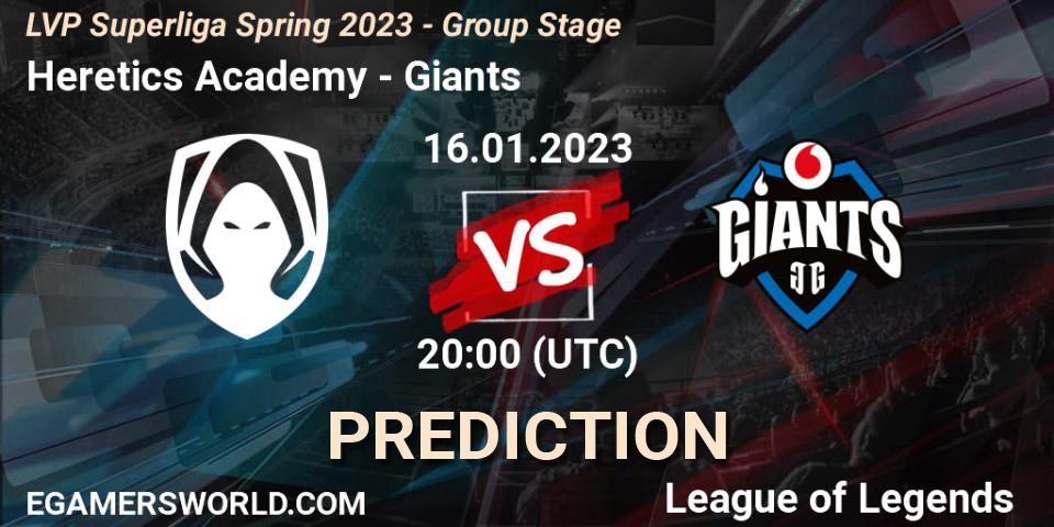 Los Heretics vs Giants: Match Prediction. 16.01.2023 at 20:00, LoL, LVP Superliga Spring 2023 - Group Stage