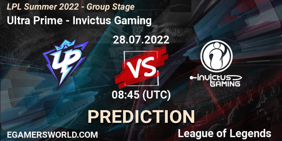 Ultra Prime vs Invictus Gaming: Match Prediction. 28.07.2022 at 09:00, LoL, LPL Summer 2022 - Group Stage