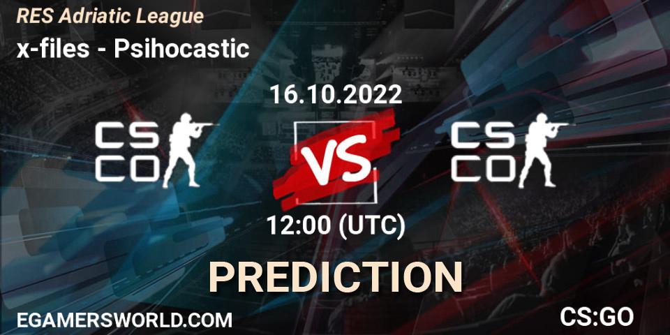 x-files vs Psihocastic: Match Prediction. 16.10.2022 at 12:00, Counter-Strike (CS2), RES Adriatic League