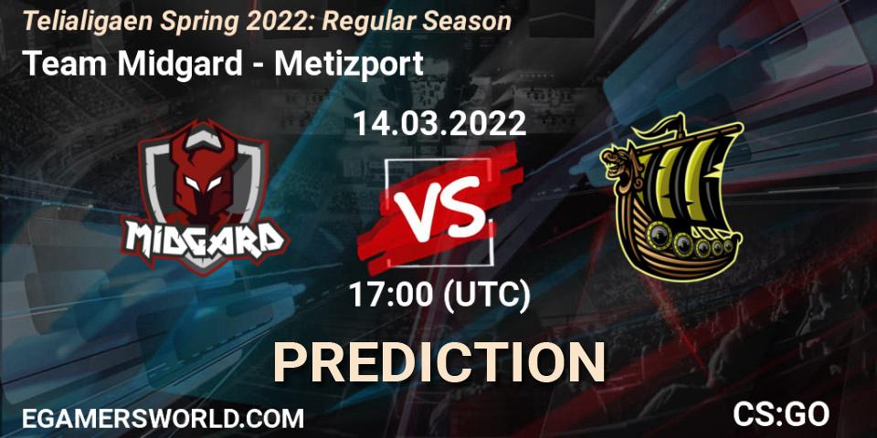 Team Midgard vs Metizport: Match Prediction. 14.03.2022 at 17:00, Counter-Strike (CS2), Telialigaen Spring 2022: Regular Season