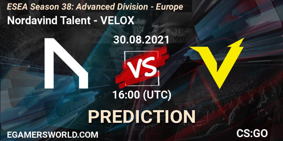 Nordavind Talent vs VELOX: Match Prediction. 30.08.2021 at 16:00, Counter-Strike (CS2), ESEA Season 38: Advanced Division - Europe