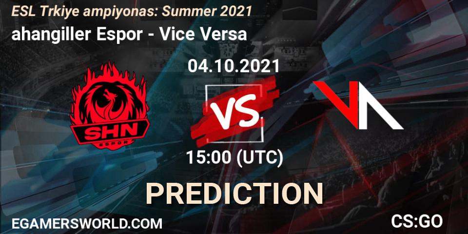 Şahangiller Espor vs Vice Versa: Match Prediction. 04.10.2021 at 15:00, Counter-Strike (CS2), ESL Türkiye Şampiyonası: Summer 2021