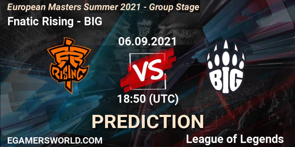 Fnatic Rising vs BIG: Match Prediction. 06.09.21, LoL, European Masters Summer 2021 - Group Stage