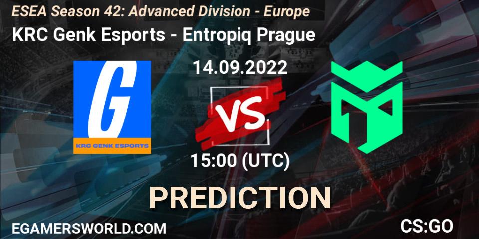 KRC Genk Esports vs Entropiq Prague: Match Prediction. 14.09.2022 at 15:00, Counter-Strike (CS2), ESEA Season 42: Advanced Division - Europe