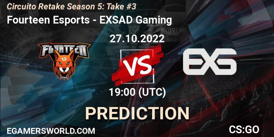 Fourteen Esports vs EXSAD Gaming: Match Prediction. 27.10.2022 at 19:00, Counter-Strike (CS2), Circuito Retake Season 5: Take #3
