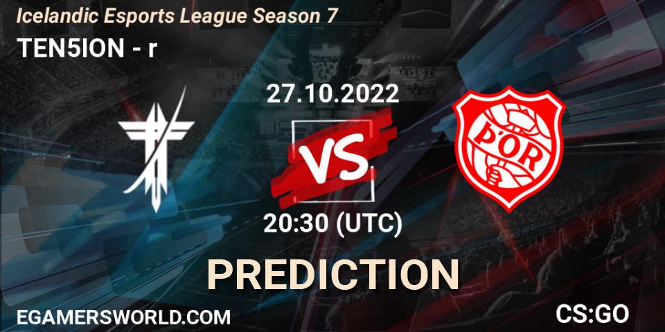 TEN5ION vs Þór: Match Prediction. 27.10.2022 at 20:30, Counter-Strike (CS2), Icelandic Esports League Season 7