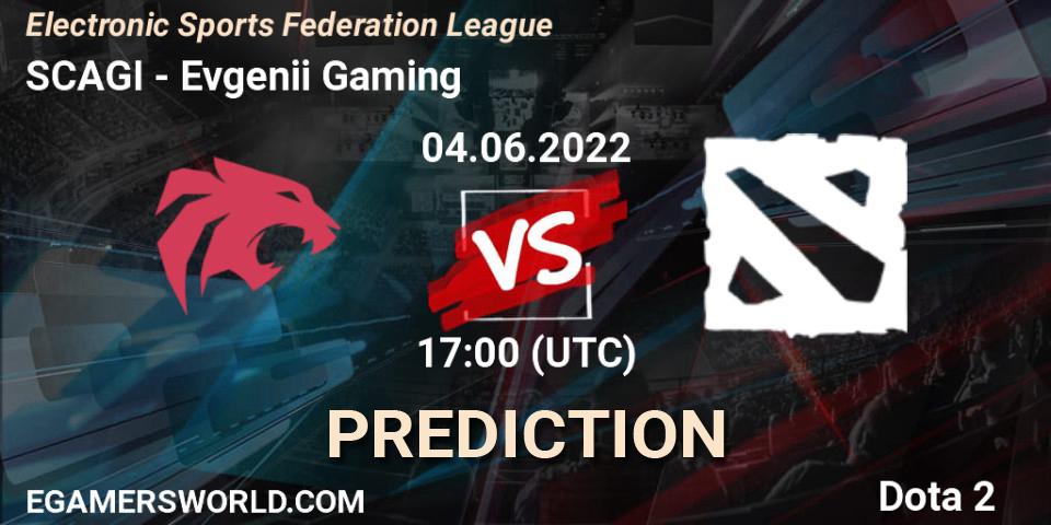 SCAGI vs Evgenii Gaming: Match Prediction. 04.06.2022 at 17:06, Dota 2, Electronic Sports Federation League