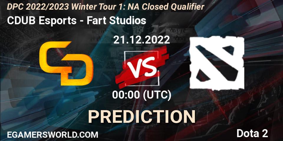 CDUB Esports vs Fart Studios: Match Prediction. 21.12.2022 at 00:49, Dota 2, DPC 2022/2023 Winter Tour 1: NA Closed Qualifier