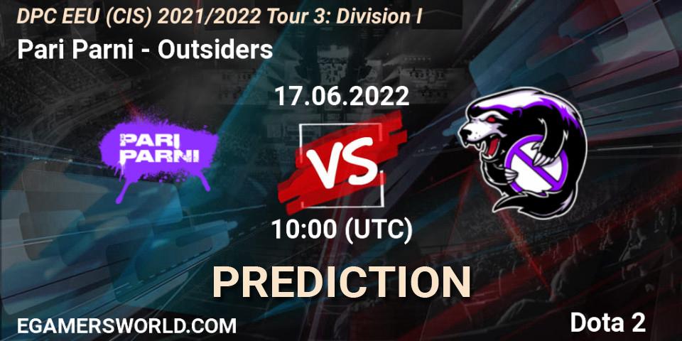 Pari Parni vs Outsiders: Match Prediction. 17.06.2022 at 10:33, Dota 2, DPC EEU (CIS) 2021/2022 Tour 3: Division I