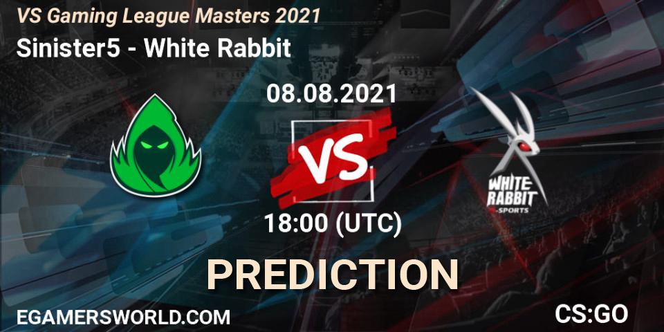 Sinister5 vs White Rabbit: Match Prediction. 08.08.21, CS2 (CS:GO), VS Gaming League Masters 2021
