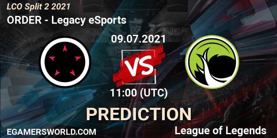 ORDER vs Legacy eSports: Match Prediction. 09.07.2021 at 11:00, LoL, LCO Split 2 2021