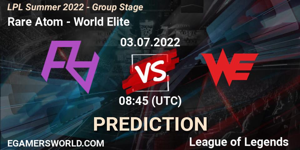 Rare Atom vs World Elite: Match Prediction. 03.07.22, LoL, LPL Summer 2022 - Group Stage