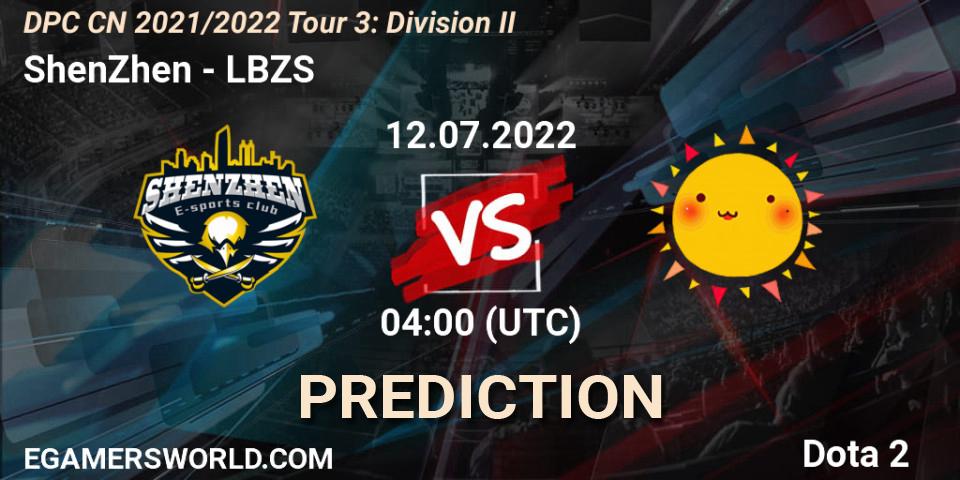 ShenZhen vs LBZS: Match Prediction. 12.07.22, Dota 2, DPC CN 2021/2022 Tour 3: Division II