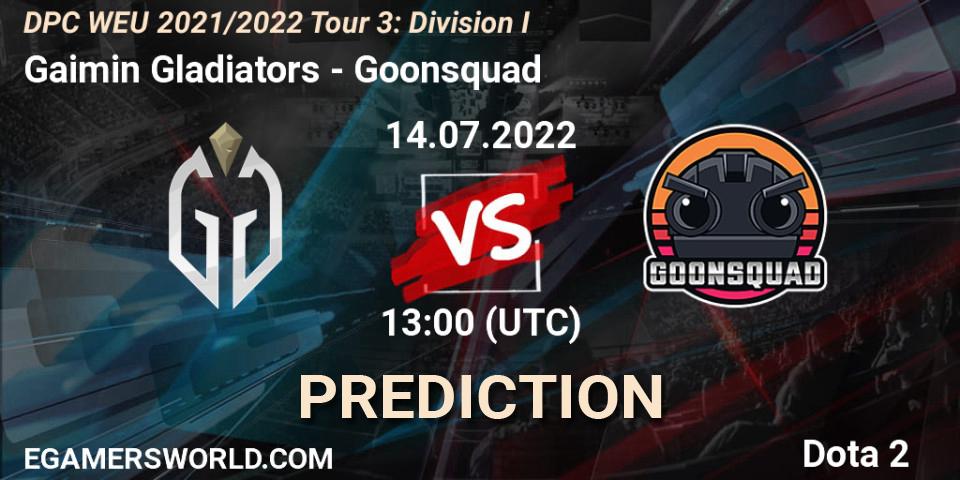 Gaimin Gladiators vs Goonsquad: Match Prediction. 14.07.2022 at 12:55, Dota 2, DPC WEU 2021/2022 Tour 3: Division I