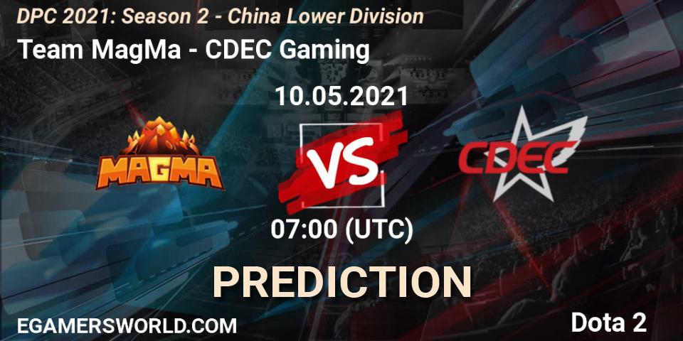 Team MagMa vs CDEC Gaming: Match Prediction. 10.05.2021 at 06:55, Dota 2, DPC 2021: Season 2 - China Lower Division