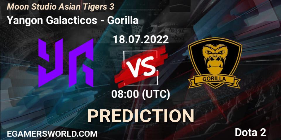 Yangon Galacticos vs Gorilla: Match Prediction. 20.07.2022 at 07:49, Dota 2, Moon Studio Asian Tigers 3