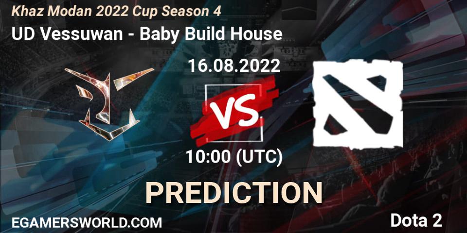 UD Vessuwan vs Baby Build House: Match Prediction. 16.08.2022 at 10:04, Dota 2, Khaz Modan 2022 Cup Season 4