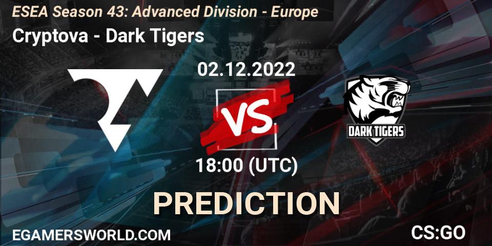 Cryptova vs Dark Tigers: Match Prediction. 02.12.22, CS2 (CS:GO), ESEA Season 43: Advanced Division - Europe