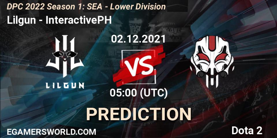 Lilgun vs InteractivePH: Match Prediction. 02.12.2021 at 05:00, Dota 2, DPC 2022 Season 1: SEA - Lower Division