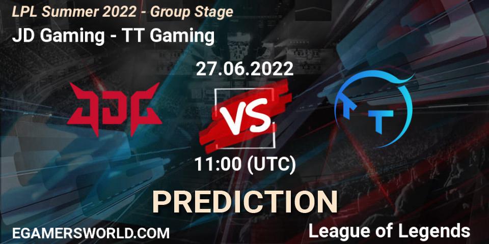 JD Gaming vs TT Gaming: Match Prediction. 27.06.2022 at 11:00, LoL, LPL Summer 2022 - Group Stage