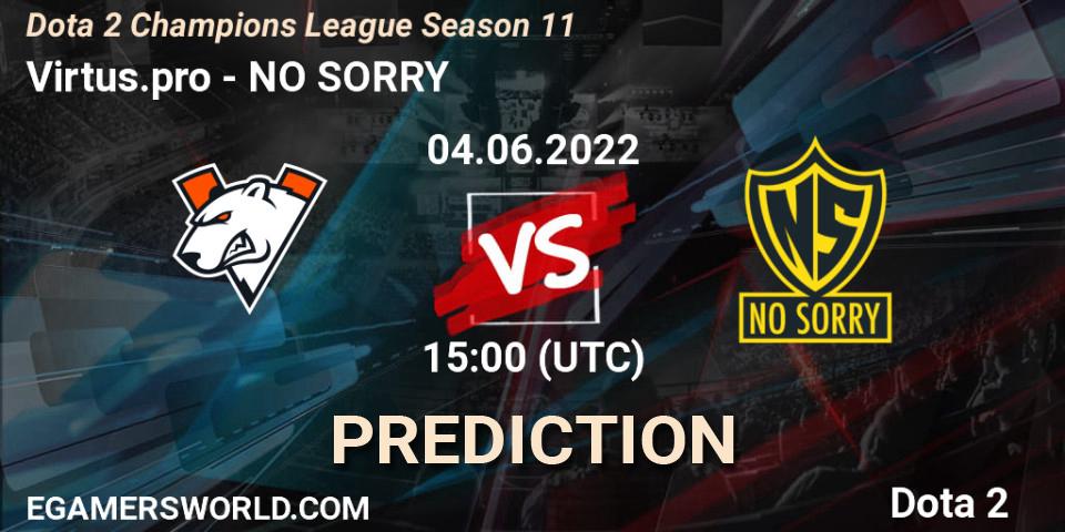 Virtus.pro vs NO SORRY: Match Prediction. 04.06.2022 at 15:05, Dota 2, Dota 2 Champions League Season 11