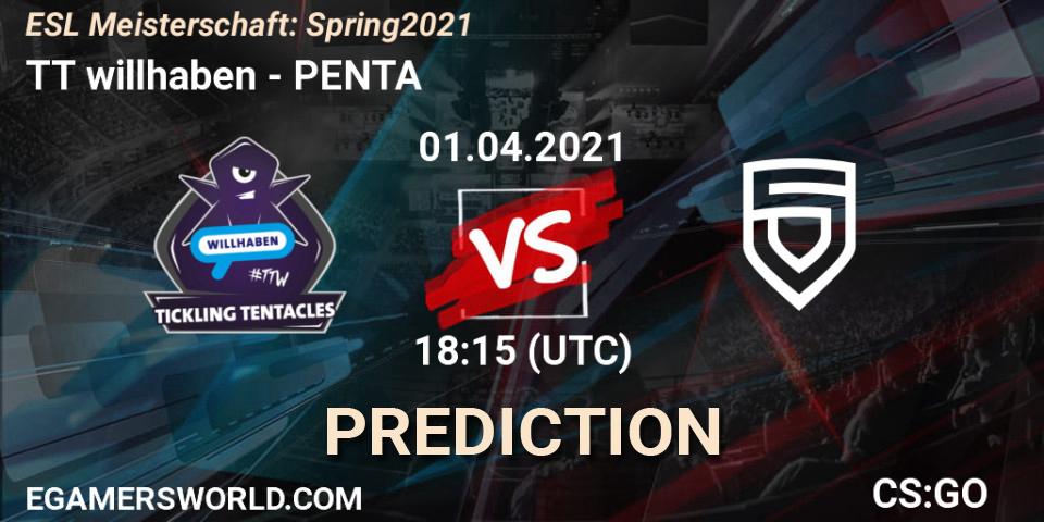 TT willhaben vs PENTA: Match Prediction. 30.04.21, CS2 (CS:GO), ESL Meisterschaft: Spring 2021