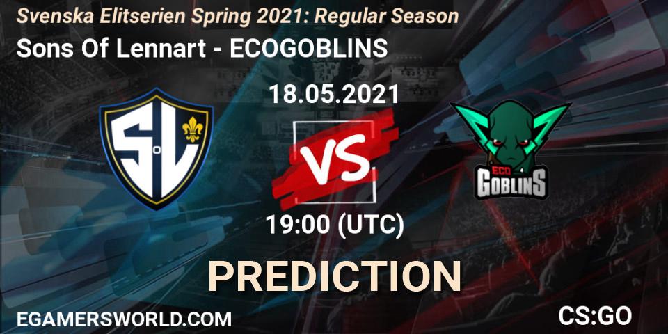 Sons Of Lennart vs ECOGOBLINS: Match Prediction. 18.05.2021 at 19:00, Counter-Strike (CS2), Svenska Elitserien Spring 2021: Regular Season