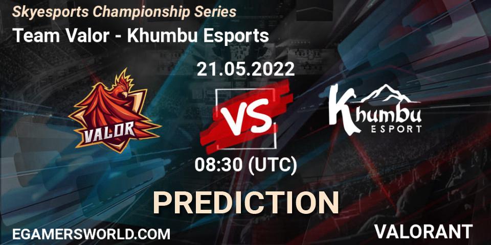 Team Valor vs Khumbu Esports: Match Prediction. 21.05.2022 at 08:30, VALORANT, Skyesports Championship Series