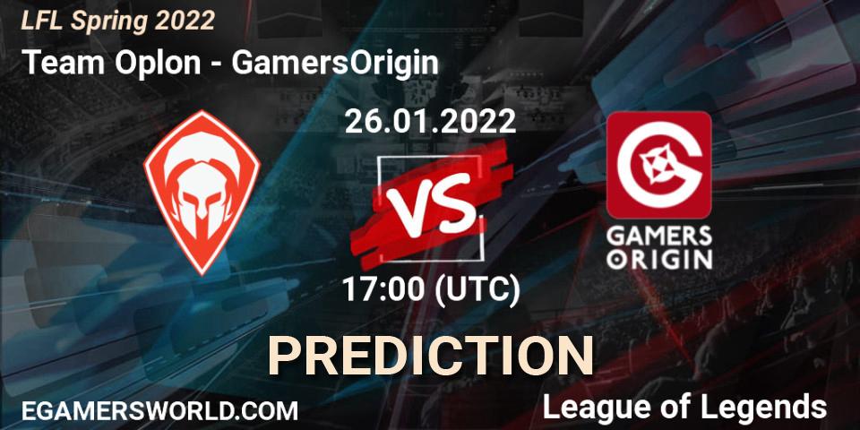 Team Oplon vs GamersOrigin: Match Prediction. 26.01.2022 at 17:00, LoL, LFL Spring 2022