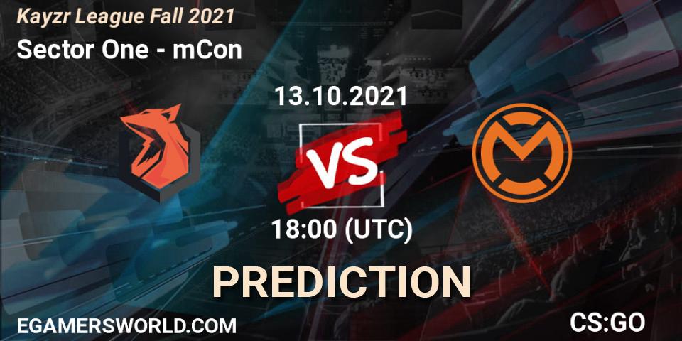 Sector One vs mCon: Match Prediction. 13.10.2021 at 18:00, Counter-Strike (CS2), Kayzr League Fall 2021