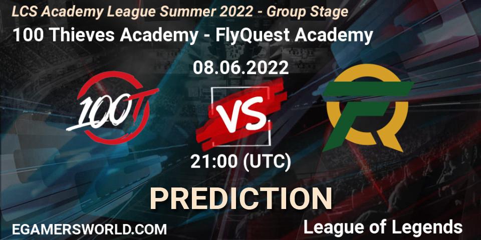 100 Thieves Academy vs FlyQuest Academy: Match Prediction. 08.06.22, LoL, LCS Academy League Summer 2022 - Group Stage