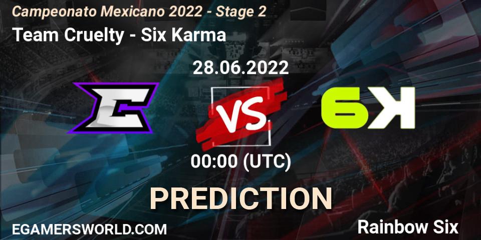Team Cruelty vs Six Karma: Match Prediction. 27.06.2022 at 23:00, Rainbow Six, Campeonato Mexicano 2022 - Stage 2