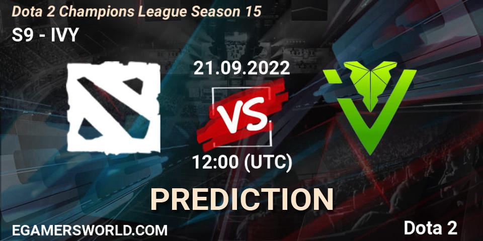 S9 vs IVY: Match Prediction. 21.09.2022 at 12:10, Dota 2, Dota 2 Champions League Season 15