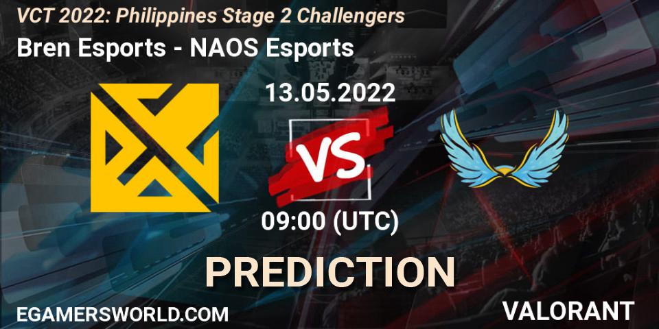 Bren Esports vs NAOS Esports: Match Prediction. 13.05.2022 at 10:00, VALORANT, VCT 2022: Philippines Stage 2 Challengers