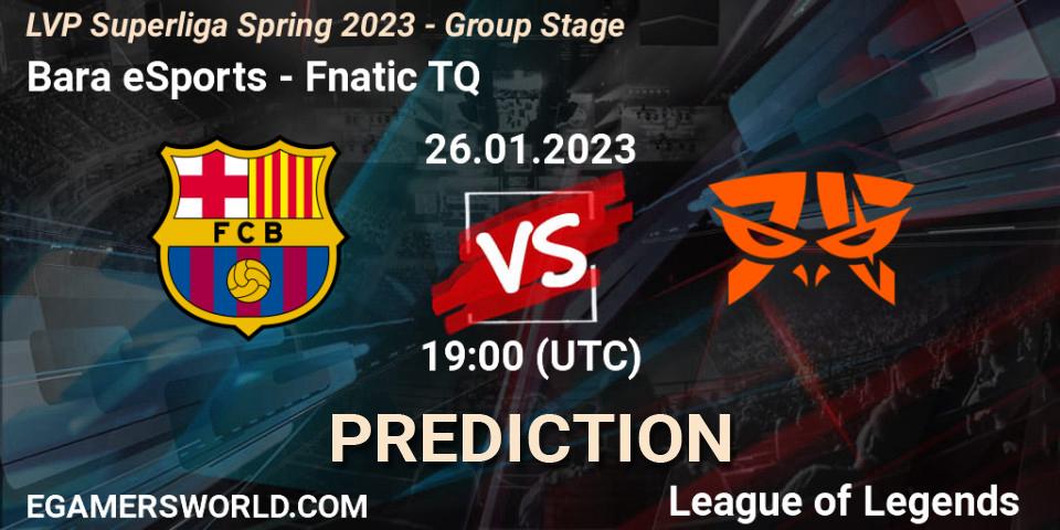 Barça eSports vs Fnatic TQ: Match Prediction. 26.01.2023 at 19:00, LoL, LVP Superliga Spring 2023 - Group Stage