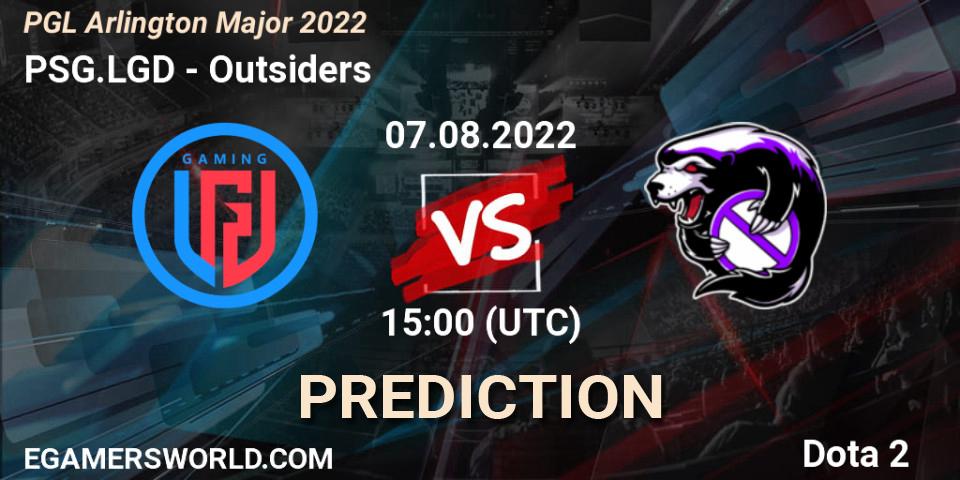 PSG.LGD vs Outsiders: Match Prediction. 07.08.2022 at 14:58, Dota 2, PGL Arlington Major 2022 - Group Stage