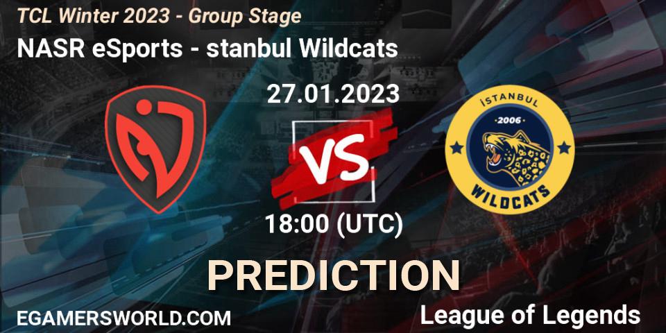 NASR eSports vs İstanbul Wildcats: Match Prediction. 27.01.2023 at 18:00, LoL, TCL Winter 2023 - Group Stage