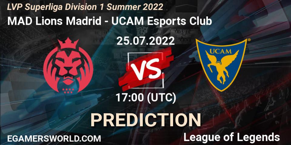 MAD Lions Madrid vs UCAM Esports Club: Match Prediction. 25.07.22, LoL, LVP Superliga Division 1 Summer 2022
